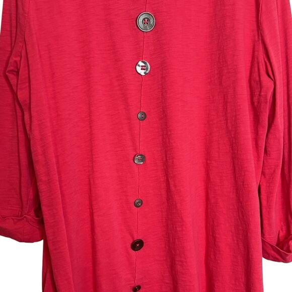 JM Collection Womens Knit Tunic XL Dark Pink Accent Buttons 3Q Sleeves Artsy - Picture 3 of 6